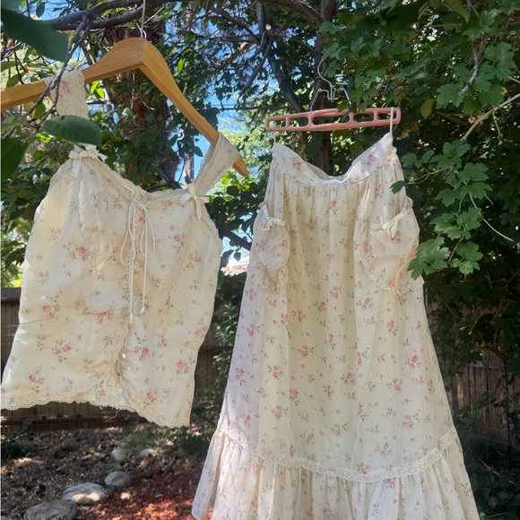 Gunne Sax Floral Cream Skirt / Tank Set Rare find - Picture 13 of 16